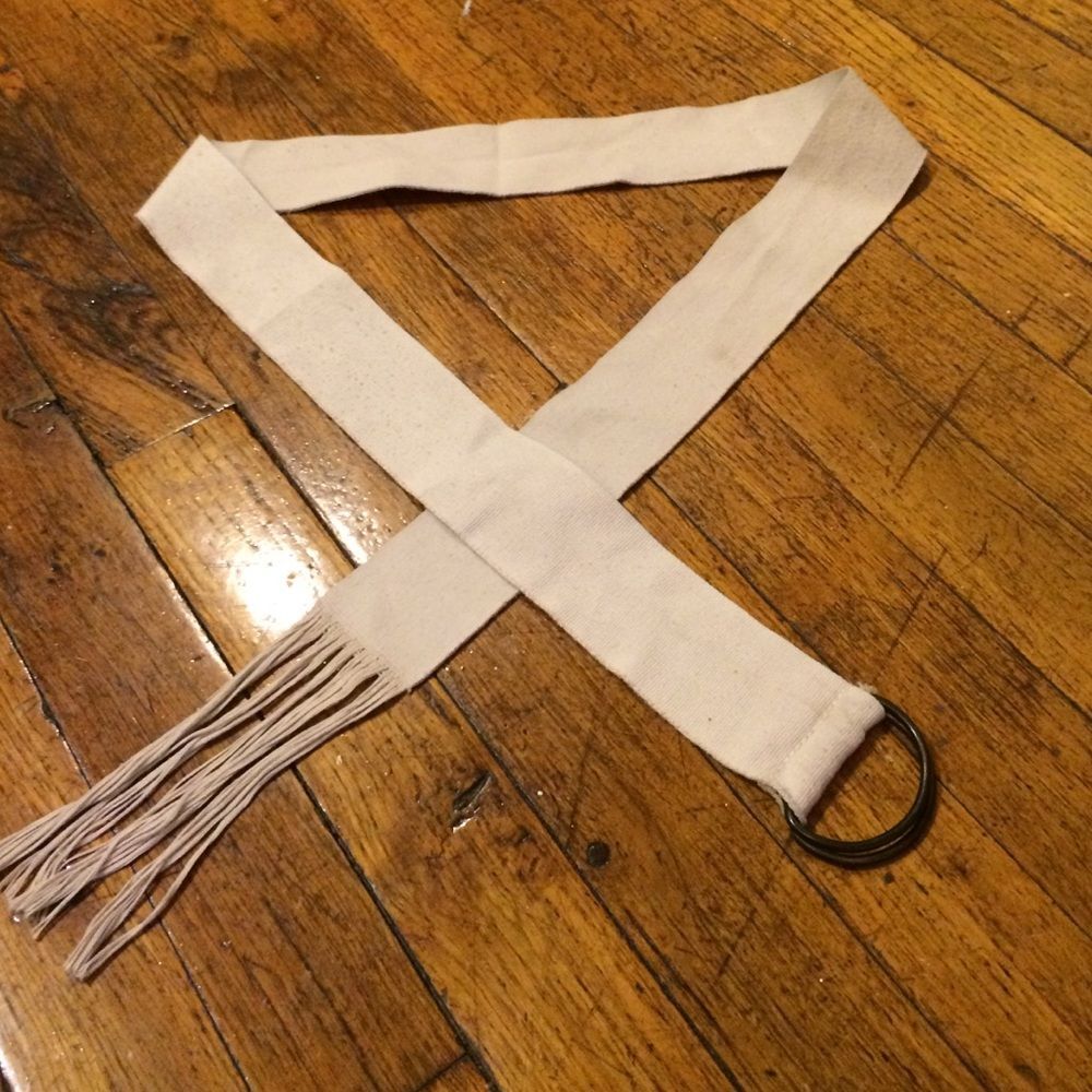 Gap Classic Ribbon Belt D-Ring Tassels Neutral Beige